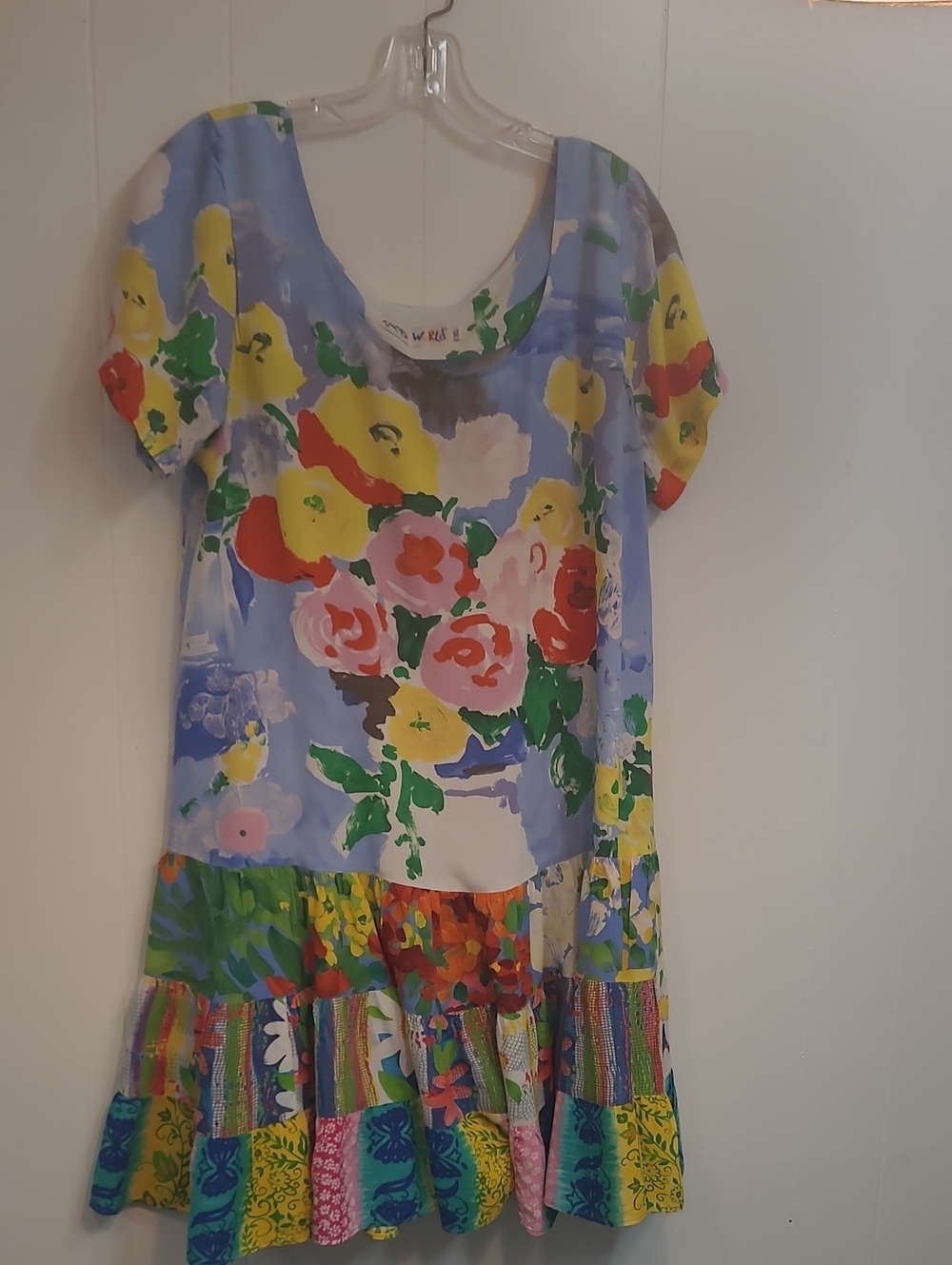 Jams World Vase of Flowers Dress Multi Color with 3 Tiers of Ruffles SZ XL - Picture 9 of 11